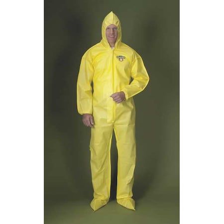 Chemical Resistant Coveralls, Hooded Coverall, 2XL, ChemMax® 1, Elastic Wrist, Bound Seam, Yellow MPN:PBLC55414-2X