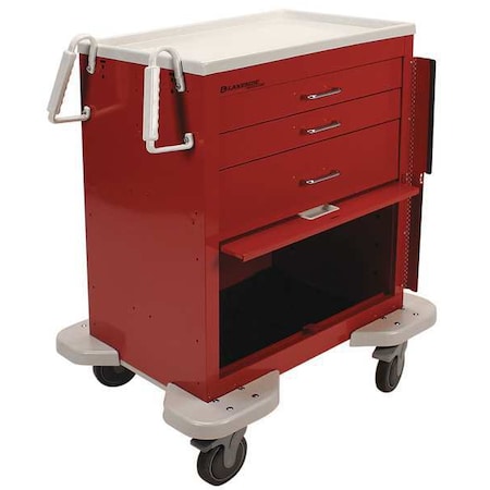 General Medical Supply Cart with Drawers, Steel, 300 lb Load Capacity, 1 Shelves, 25 in L, 32 in W MPN:C-324-P2B-1R