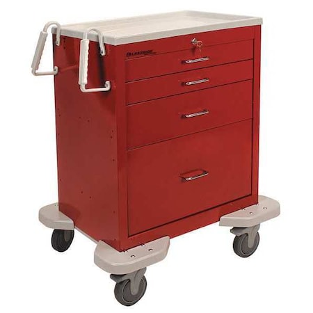 General Medical Supply Cart with Drawers, Steel, 300 lb Load Capacity, 1 Shelves, 25 in L, 32 in W MPN:C-424-K-1R