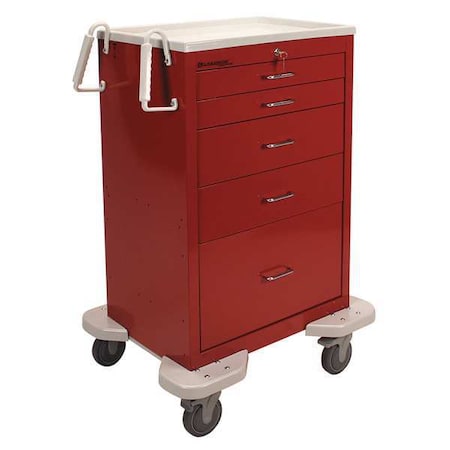General Medical Supply Cart with Drawers, Steel, 300 lb Load Capacity, 1 Shelves, 25 in L, 32 in W MPN:C-530-K-1R