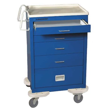 General Medical Supply Cart with Drawers, Steel, 300 lb Load Capacity, 1 Shelves, 25 in L, 32 in W MPN:C-530-P2K-1B