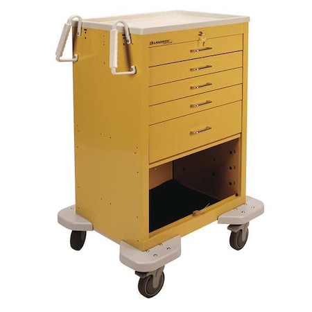 General Medical Supply Cart with Drawers, Steel, 300 lb Load Capacity, 1 Shelves, 25 in L, 32 in W MPN:C-530-P2K-1Y