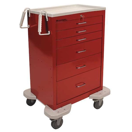 General Medical Supply Cart with Drawers, Steel, 300 lb Load Capacity, 1 Shelves, 25 in L, 32 in W MPN:C-630-K-1R