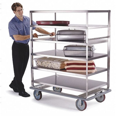Stainless Steel 4-Shelf Banquet Cart, All Edges Down, 28