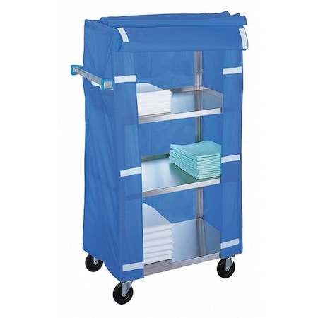 Stainless Steel 4-Shelf Linen Cart w/Cover, 300 lb Capacity MPN:332