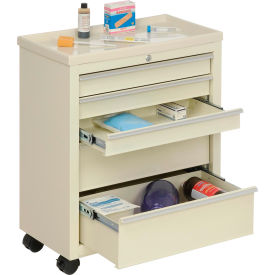 Lakeside® BV05 Classic 5-Drawer Medical Bedside Cart Key Lock Beige BV05