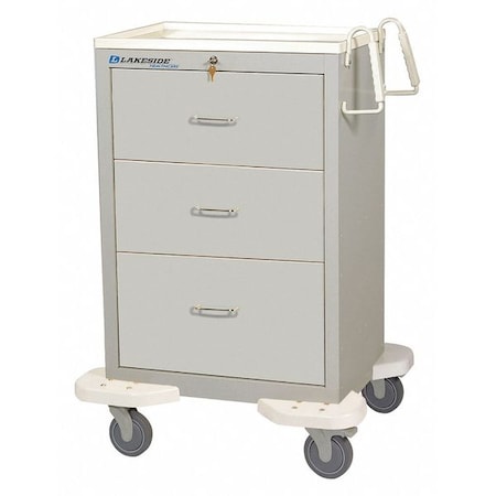Medical Cart, 3 Drawers w/Key Lock-Gray Cabinet MPN:C-330-K-1G