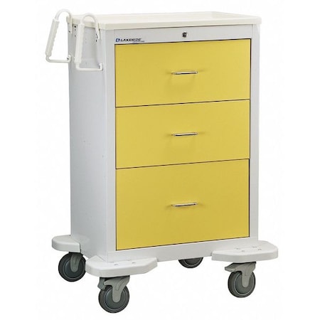 Medical Cart, 3 Drawers w/Key Lock, Yellow Cabinet MPN:C-330-K-2Y