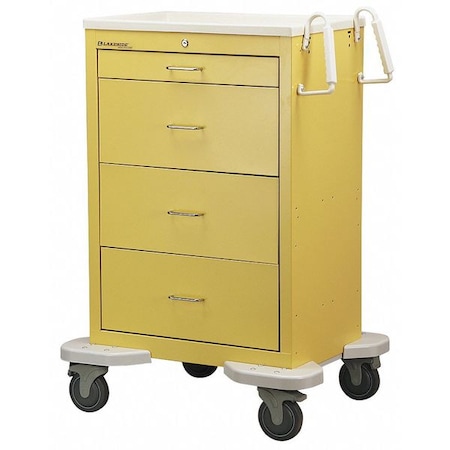 Medical Cart, 4 Drawers w/Key Lock-Yellow Cabinet MPN:C-430-K-1Y