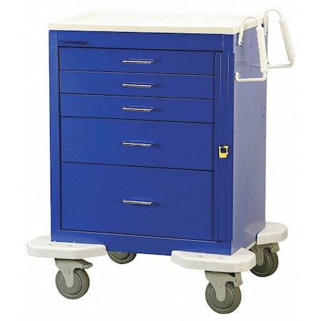 Medical Cart, 5 Drawers w/Breakaway Lock-Blue Cabinet MPN:C-524-B-1B