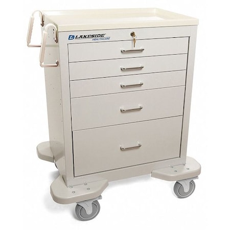 Medical Cart, 5 Drawers w/Key Lock, Gray Cabinet MPN:C-524-K-1G