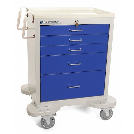 Medical Cart, 5 Drawers w/Key Lock-Blue Cabinet MPN:C-524-K-2B