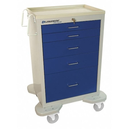 Medical Cart, 5 Drawers w/Key Lock, Blue Cabinet MPN:C-530-K-2B