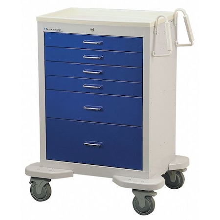 Medical Cart, 6 Drawers w/Key Lock, Blue Cabinet MPN:C-627-K-2B