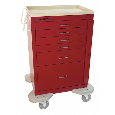 Medical Cart, 6 Drawers w/Breakaway Lock, Red Cabinet MPN:C-630-B-1R