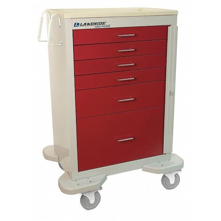 Medical Cart, 6 Drawers w/Breakaway Lock, Red Cabinet MPN:C-630-B-2R