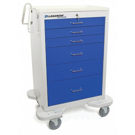 Medical Cart, 6 Drawers w/Key Lock, Blue Cabinet MPN:C-630-K-2B