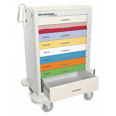 Aluminum 9 Drawer Pediatric Cart, Individual Breakaway Locks MPN:SP-930-IB-PED