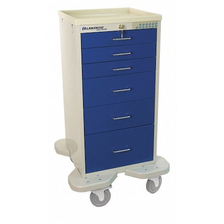 Medical Mini Tower, 6 Drawers w/Electronic Lock, Blue Cabinet MPN:ST-630-E-2B