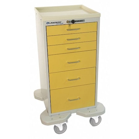 Medical Mini Tower, 6 Drawers w/Push Button Lock, Yellow Cabinet MPN:ST-630-P-2BEY