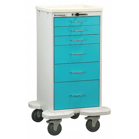 Medical Mini Tower, 6 Drawers w/Push Button Lock, Teal Cabinet MPN:ST-630-P-2TL