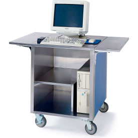 Lakeside® Cashier Stand ADA Height 2 Side Tray Slides 1 Interior Shelf Stainless Steel 641