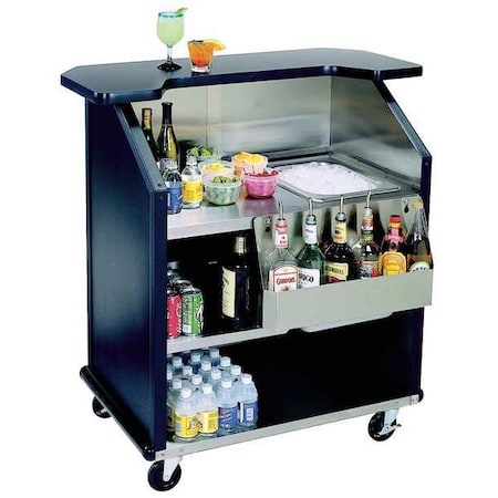 Portable Bar with Black Laminate Finish, Stainless Steel MPN:884B