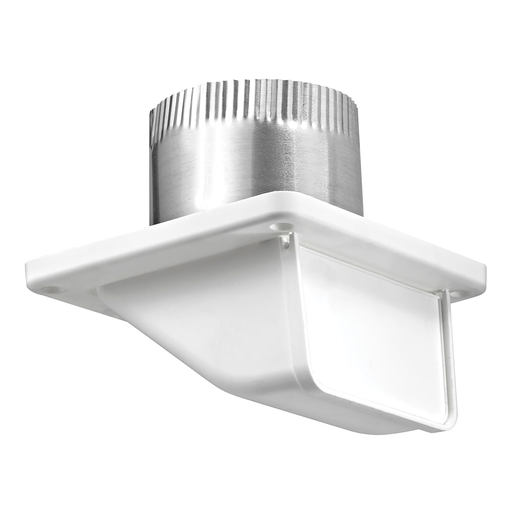 Lambro 4in Plastic Under Eave Vent With Weather Damper And Tail Pipe For General Venting Applications, White, LAO143WTP MPN:143WTP