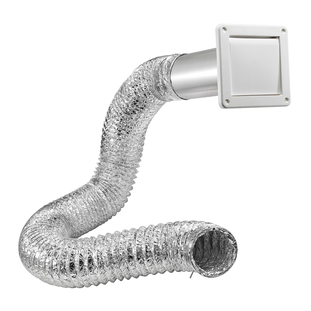 Lambro 4 in. Bath Fan Exhaust Through-the-Wall Vent Kit with Single Flap Vent. Aluminum Snap-Lock Tail Pipe, White, 481UL - 481UL MPN:481UL