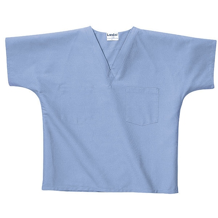 Scrub Shirt, Cotton/Polyester, Short Sleeve, 2 Pockets, V-Neck, Blue, Size M MPN:7502BCPMED