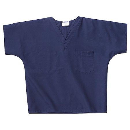 Scrub Shirt, Cotton/Polyester, Short Sleeve, 2 Pockets, V-Neck, Navy, Size M MPN:7502BNPMED