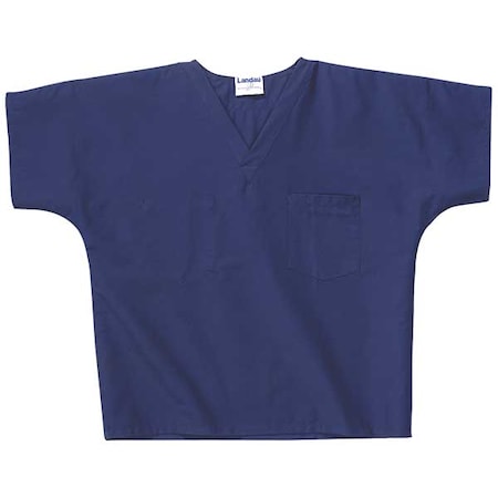 Scrub Shirt, Cotton/Polyester, Short Sleeve, 2 Pockets, V-Neck, Navy, Size S MPN:7502BNPSM