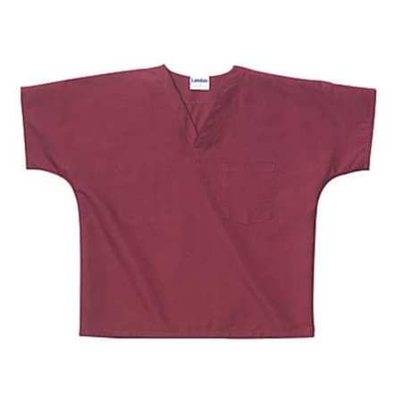 Scrub Shirt, Cotton/Polyester, Short Sleeve, 2 Pockets, V-Neck, Wine, Size L MPN:7502RWPLRG
