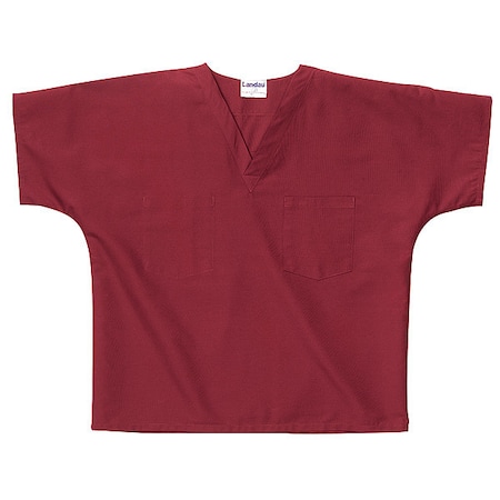 Scrub Shirt, Cotton/Polyester, Short Sleeve, 2 Pockets, V-Neck, Wine, Size M MPN:7502RWPMED