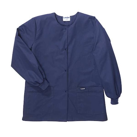Warm up Jacket, Cotton/Polyester, Long Sleeve, 4 Pockets, Crew Neck, Navy, Size M MPN:7525BNPMED