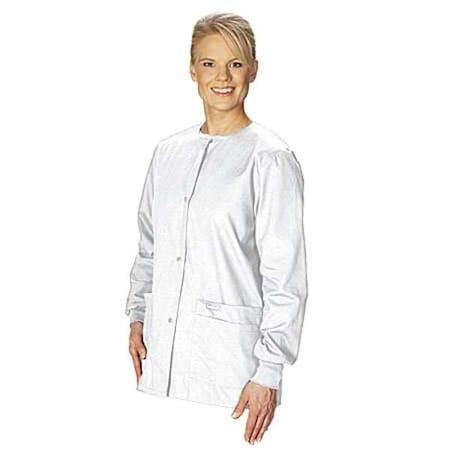 Warm up Jacket, Polyester/cotton, Long Sleeve, 4 Pockets, Crew Neck, White, Size 2XL MPN:7525WWP XXL