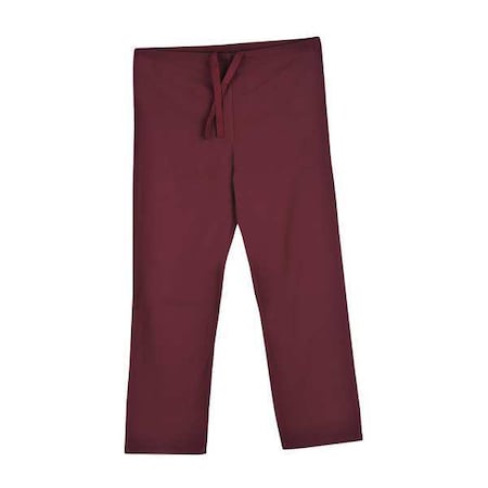 Scrub Pants, Cotton/Polyester, Drawstring Waist, 31 1/2 in Inseam, 2 Pockets, Wine, Size S MPN:7602RWPSM