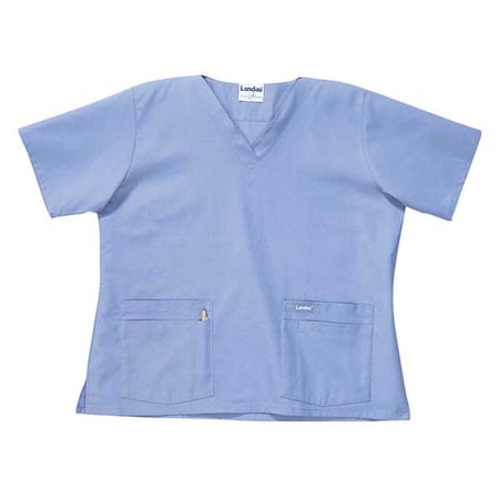 Scrub Shirt, Cotton/Polyester, Short Sleeve, 4 Pockets, V-Neck, Blue, Size XL MPN:8219BCPXLRG
