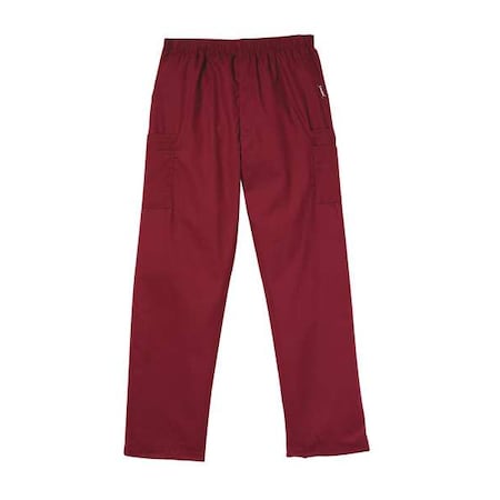 Scrub Cargo Pants, Cotton/Polyester, Drawstring Waist, 31 in Inseam, 5 Pockets, Wine, Size XL MPN:8555RWPXLRG