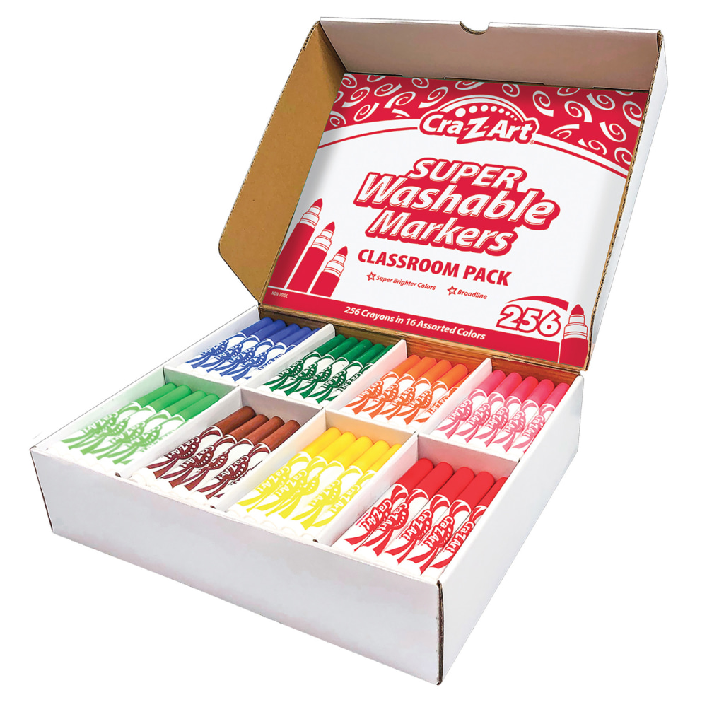 Cra-Z-Art Washable Broad Line Markers, Broad Point, Assorted Colors, Box Of 256 Markers MPN:CZA740091