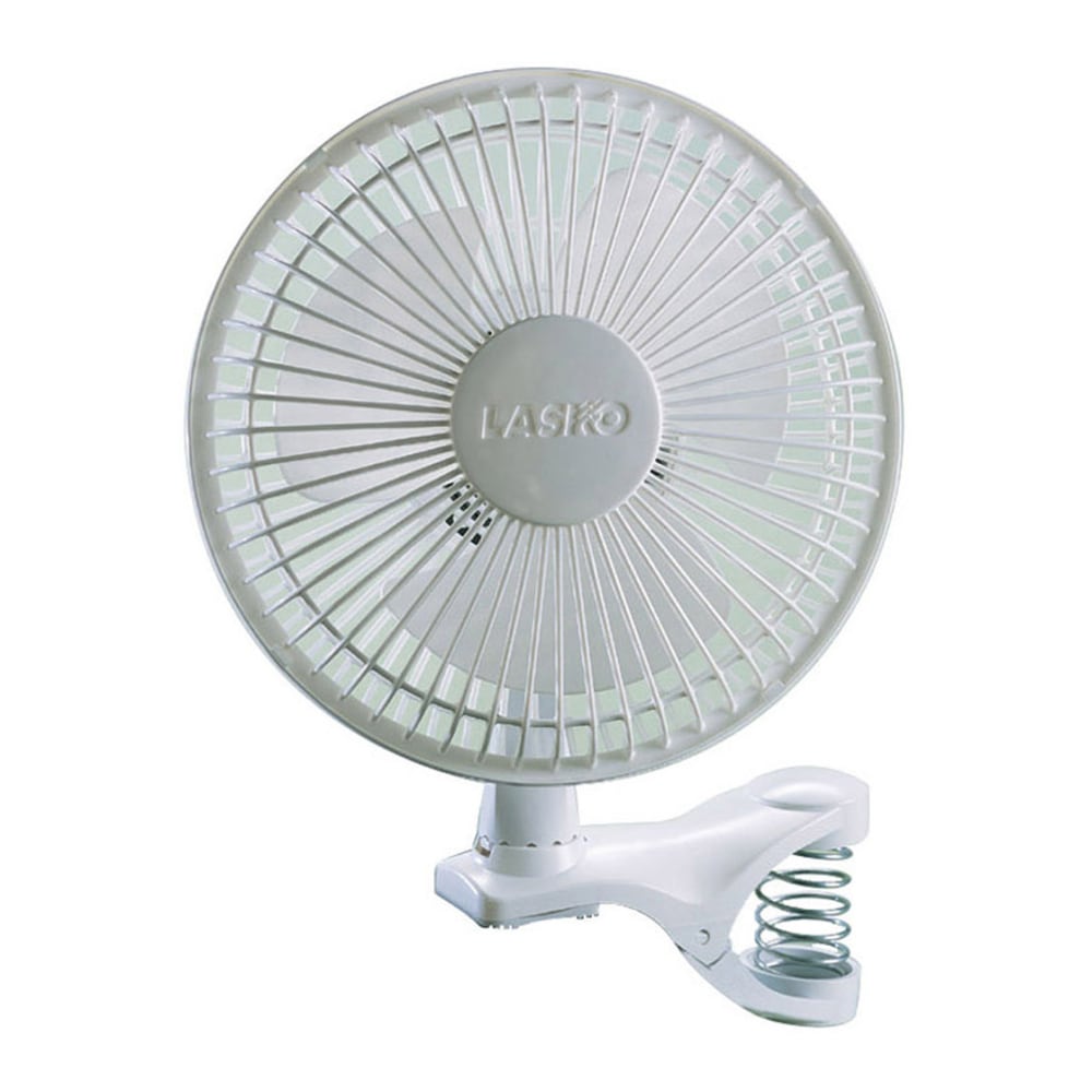 Lasko 6in 2-Speed Clip Fan, 11.38inH x 6.43inW x 7.87inD, White MPN:2004W
