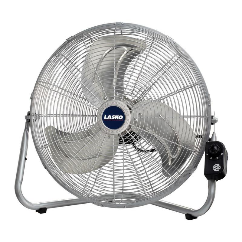 Lasko Portable Fan, 20in Fan Diameter, 3 Speed, Energy Efficient, Pivoting Head, 22inH x 22inW, Rubber, Steel, Silver MPN:2265QM