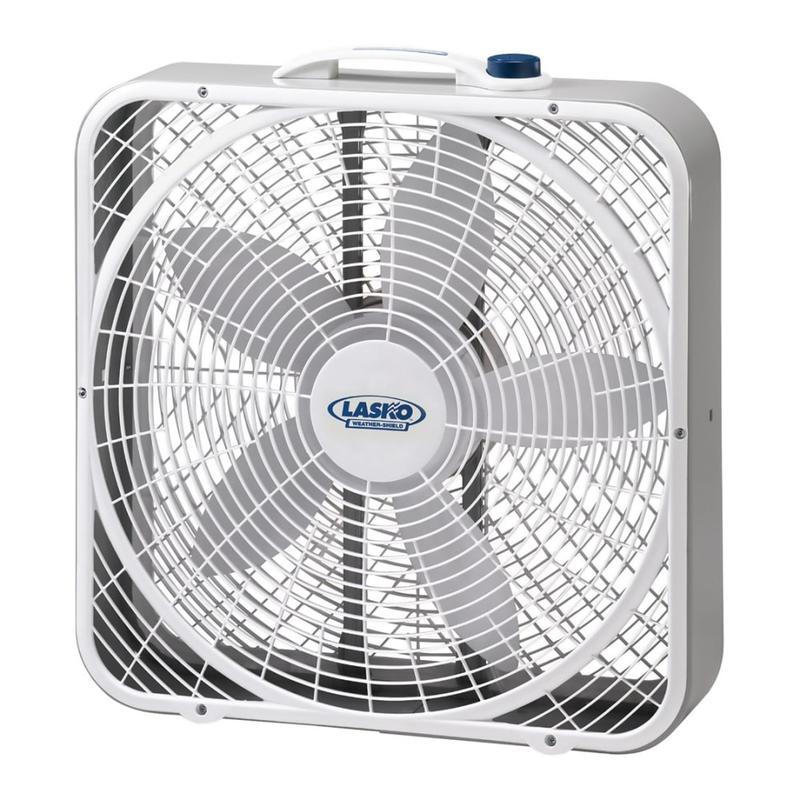 Lasko Weather-Shield 20in 3-Speed Box Fan, 22.5inH x 4.75inW x 21.25inD, White MPN:3720