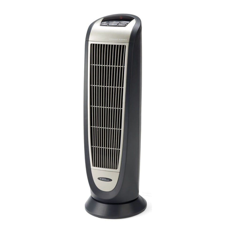 Lasko 1500 Watts Electric Oscillating Tower Heater, 2 Heat Settings, 23inH x 7.25inW x 8.25inD, Gray MPN:5160