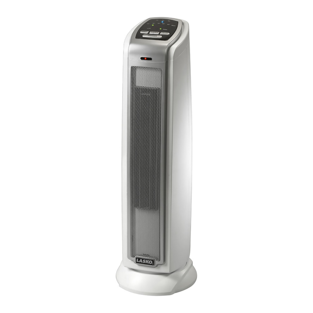 Lasko 5775 1500 Watts Electric Ceramic Oscillating Tower Heater, 2 Heat Settings, 22.75inH x 7.12inW x 7.5inD, Gray MPN:5775
