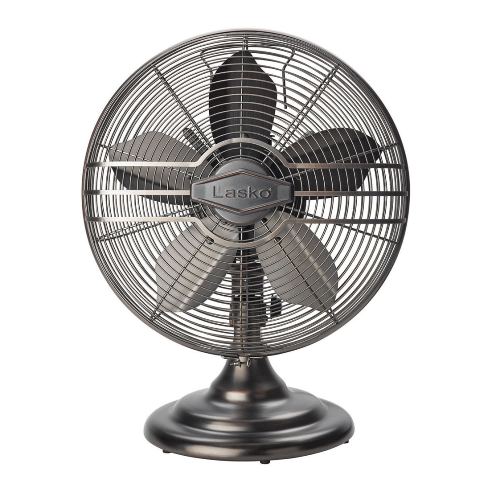 Lasko 12in Classic Metal Table Fan, 12in Diameter, 3 Speed, Quiet, Carrying Handle, Oscillating, 17.3inH x 13.3inW, Metal MPN:R12210
