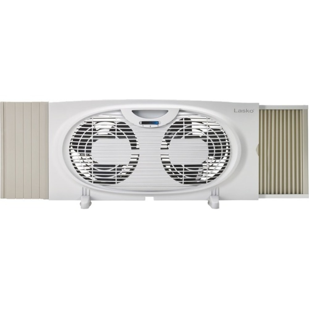 Lasko Twin Window Fan, 2 Speed, Quiet, Carrying Handle, Manual Control, Energy Efficient, Safety Fuse, 10.2inH x 5.2inW, White MPN:W07350