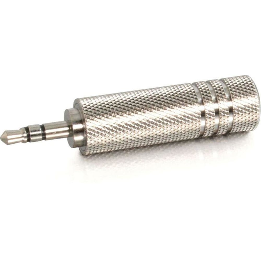 C2G 3.5mm Stereo Male to 6.3mm (1/4in) Stereo Female Adapter - 1 x Mini-phone Male - 1 x 6.35mm Audio Female - Metallic Silver MPN:40636