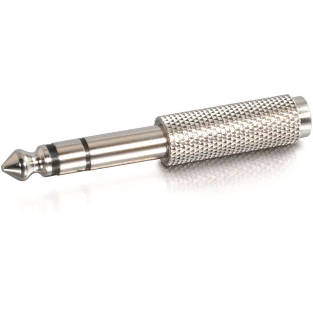 C2G 6.3mm (1/4in) Stereo Male to 3.5mm Stereo Female Adapter - 1 x 6.35mm Audio Male - 1 x Mini-phone Female - Metallic Silver MPN:40639