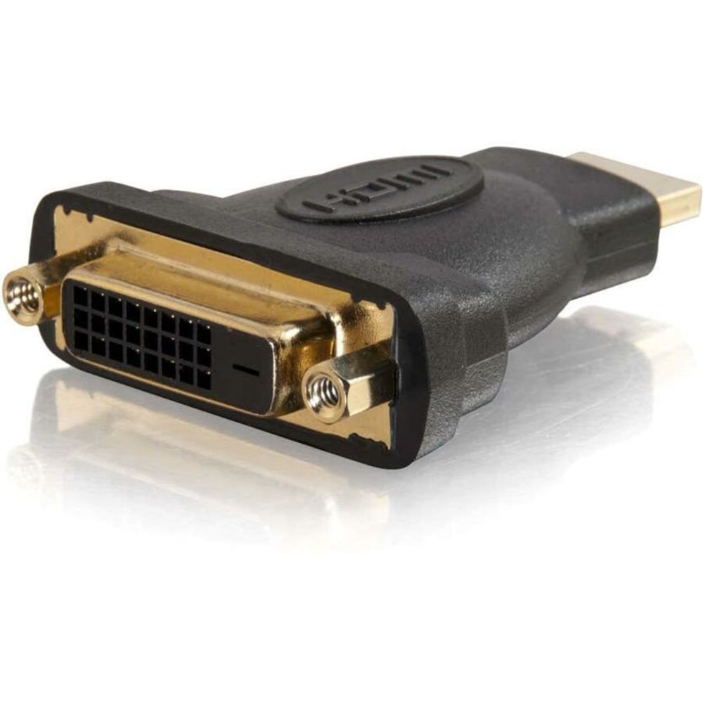 C2G Velocity DVI-D Female to HDMI Male Inline Adapter - 1x 24-pin DVI-D Digital Video Female - 1x HDMI Digital Audio/Video Male - Gold Contact - Black MPN:40745